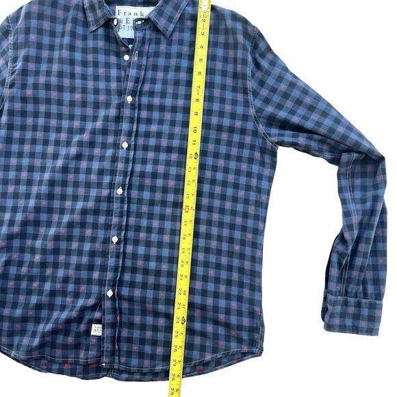 Frank & Eileen Paul Men’s Button Down Shirt M Italian Cotton Navy Plaid Ret $228 - Picture 5 of 10